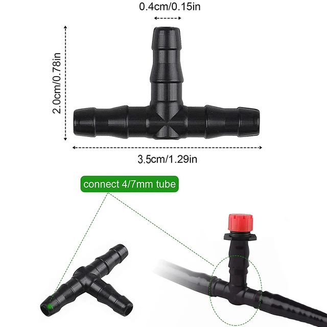 50Db 10Db 4/7 Mm -Es Tömlő Tee -Csatlakozó Szögesdrók -Cső Spray -Ízület Kültéri Kerti Pázsit Öntözési Rendszerek Szerszámok - Image 2
