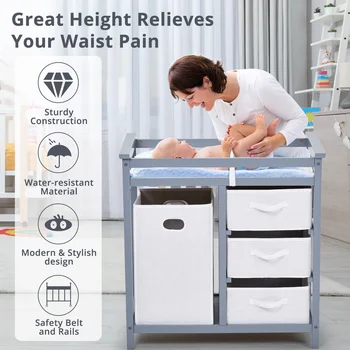 Baby Diaper Stand Multi layer Solid Wood Baby Diaper Stand 4