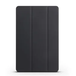 Premium Tri - Fold Leather Silicone Tablet Case - Soft Back , 12.4 - inch for Tab S11 11inch 2025 (Black)