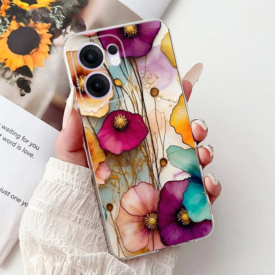 Clear TPU Silicone Soft Phone Case with Floral Design