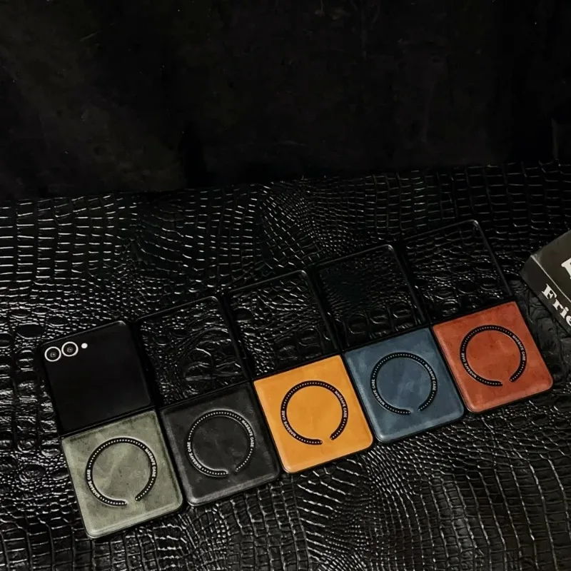 Vintage Leather Magnetic Cover with MagSafe Wireless Charging Protection