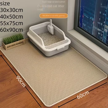 Estera de arena para gatos de gran tamaño, caja de arena impermeable de doble capa, almohadilla antideslizante, lavable, suministros para mascotas 1