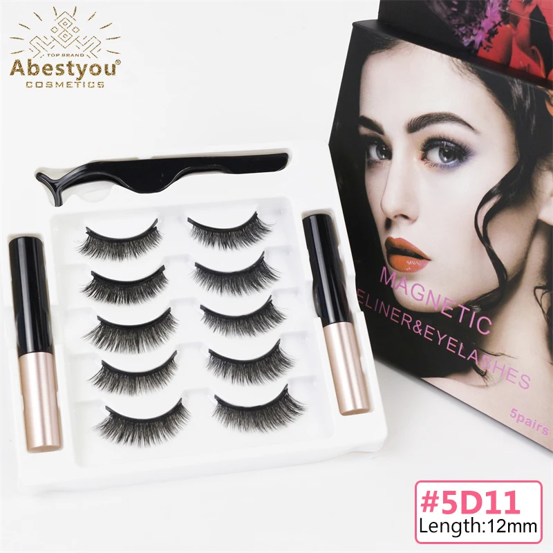 Abestyou 3D 5pairs Soft Natural Effect Magnetic Eyelashes Reutilizables Cils Magnetique Lash Case Eyelash Lifting Kit Bulk Items