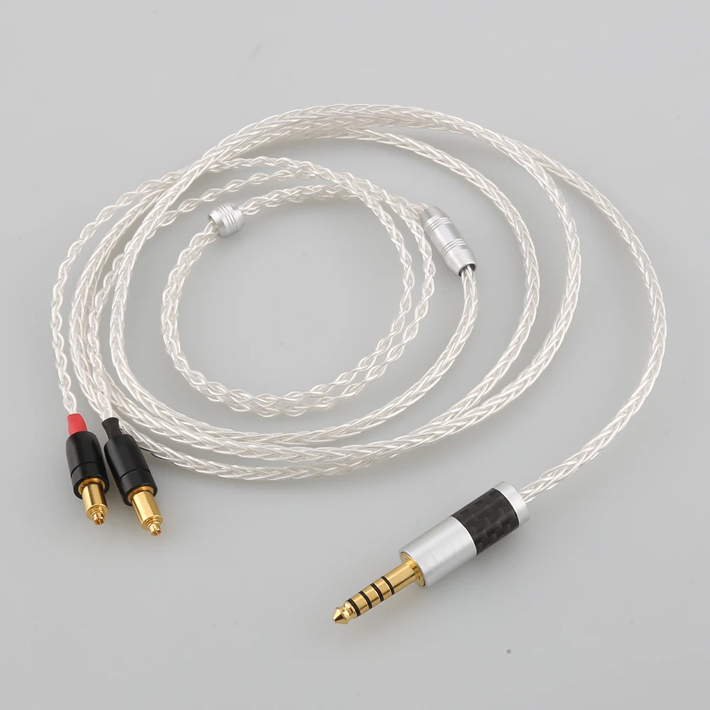 HiFi 8 Core OCC Silver Gold Plated Braided Earphone Cable For Shure SRH1540 SRH1840 SRH1440 Headphone