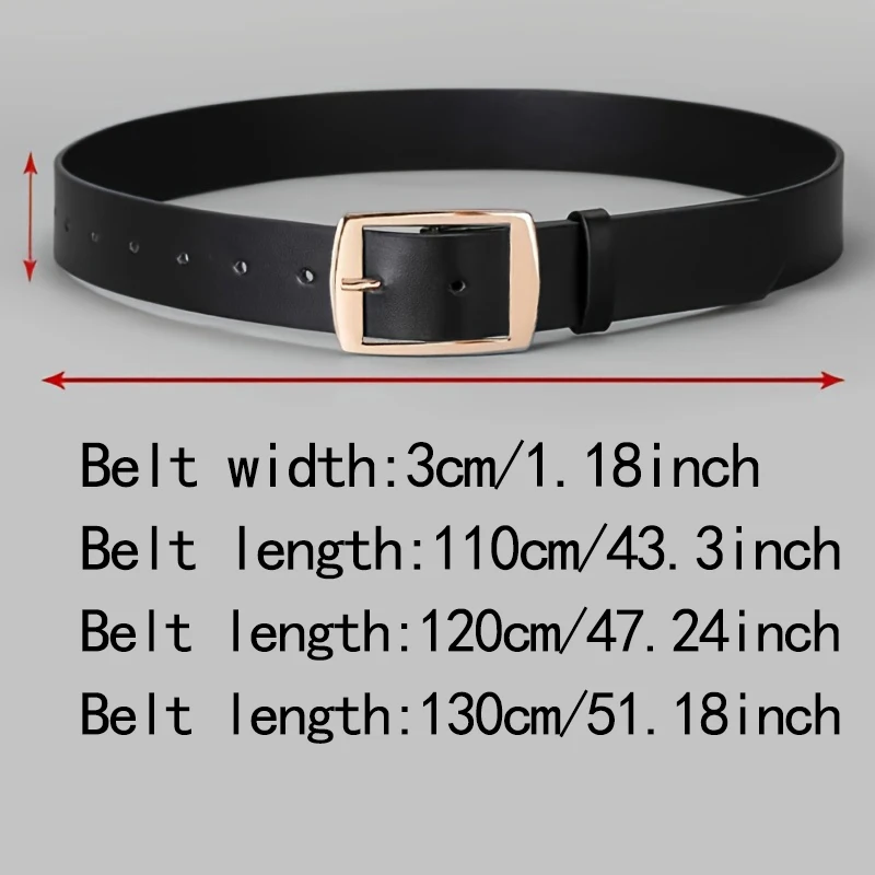 2pcs  Men's Belt, Gold Alloy Buckle Waist Belt, Fashionable, Atmospheric, Simple, Casual Style Jeans Decorative Waist Belt