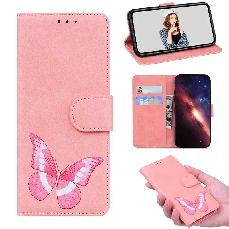 Elegant Leather Flip Wallet Case with Magnetic Closure and Anti-Fall Protection