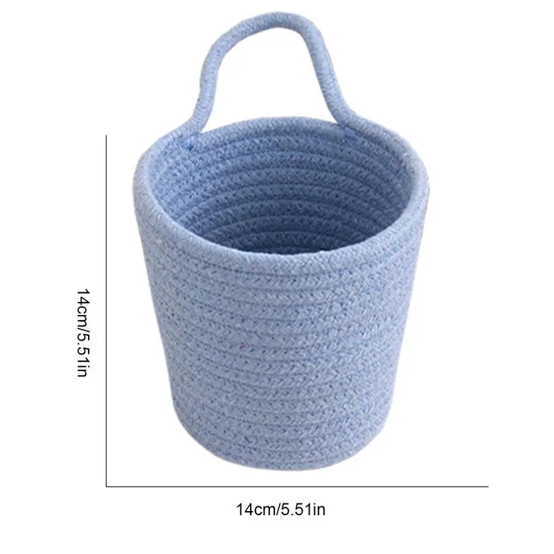 Handmade Woven Organizer Container Cotton Rope Storage Basket Wall Basket With Handle Child Toy Storage Vegetable Rope Bins