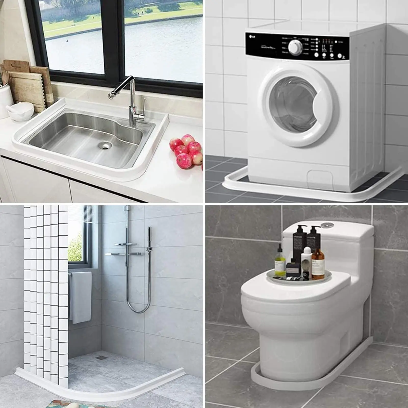 Description Picture 5 of itemSelf-Adhesive Silicone Bathroom Water Stopper Water Retaining Strip Bendable Bathroom Door Washing Machine Shower Dam Barrier