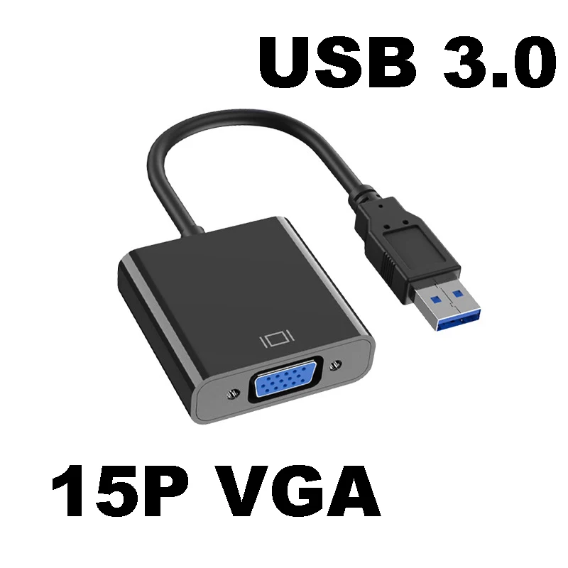 מתאם USB 3.0 ל-VGA כרטיס וידאו חיצוני מרובה תצוגה למחשב שולחני, מחשב נייד, מסך מחשב, מקרן וטלוויזיה באיכות HDTV