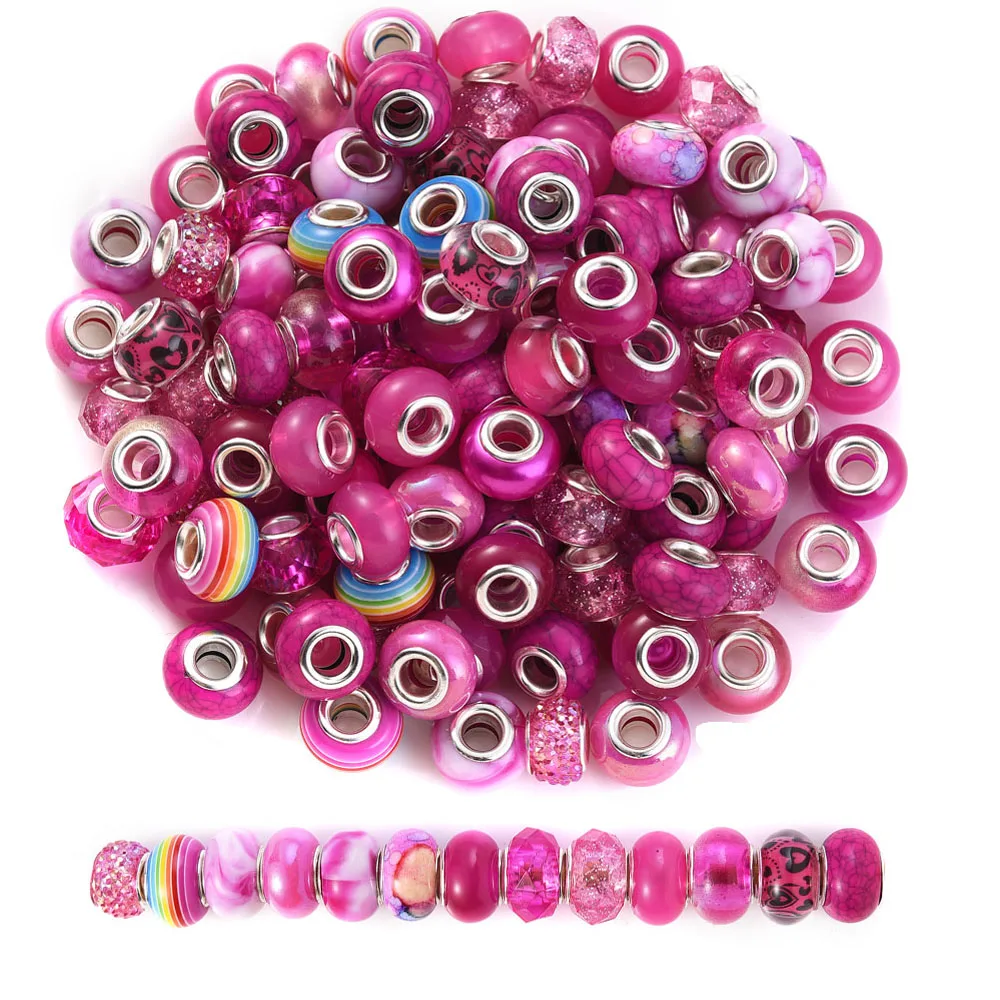 50 Stück 14 mm flache runde Acrylperlen mit großem Loch, gemischte Farben, Acryl-Abstandsperlen für DIY-Anhänger, Armband, Halskette, Schmuckherstellung – Detail 5