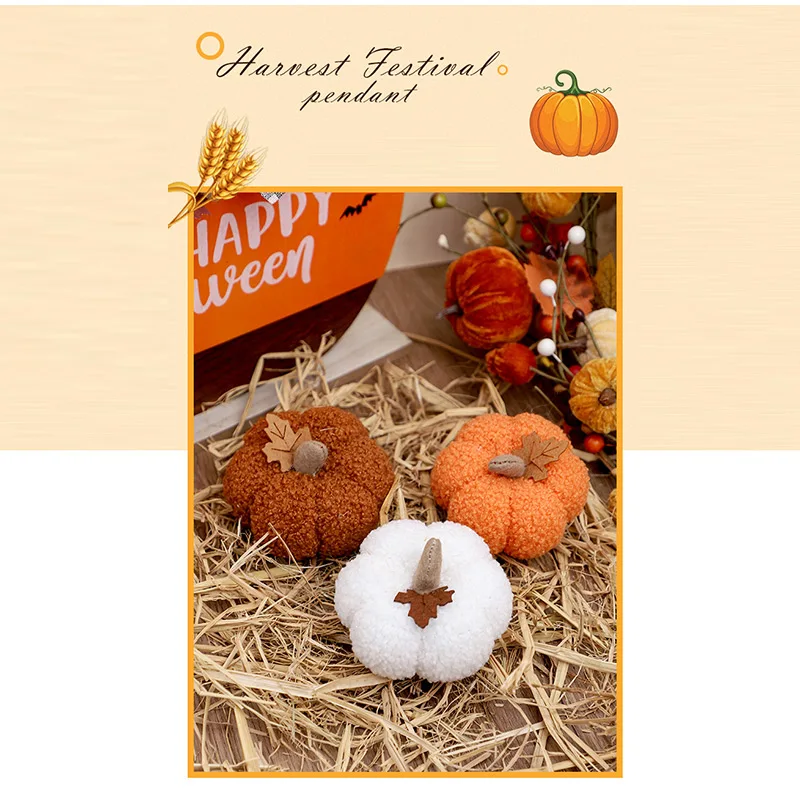 Mini ornamenti di zucca di simulazione, decorazione creativa di zucca di Halloween, decorazione per la casa, auto, ornamenti bianchi e arancioni, decorazioni per festival_voghion.com