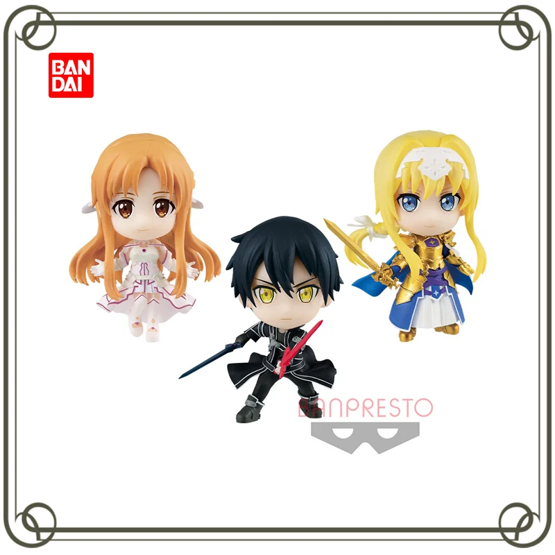 

Оригинальный BANDAI BANPRESTO Sword Art Online, САО-война подземного мира, Kirito Asuna Alice MiniQ, аниме детская игрушка-фигурка, рождественский подарок