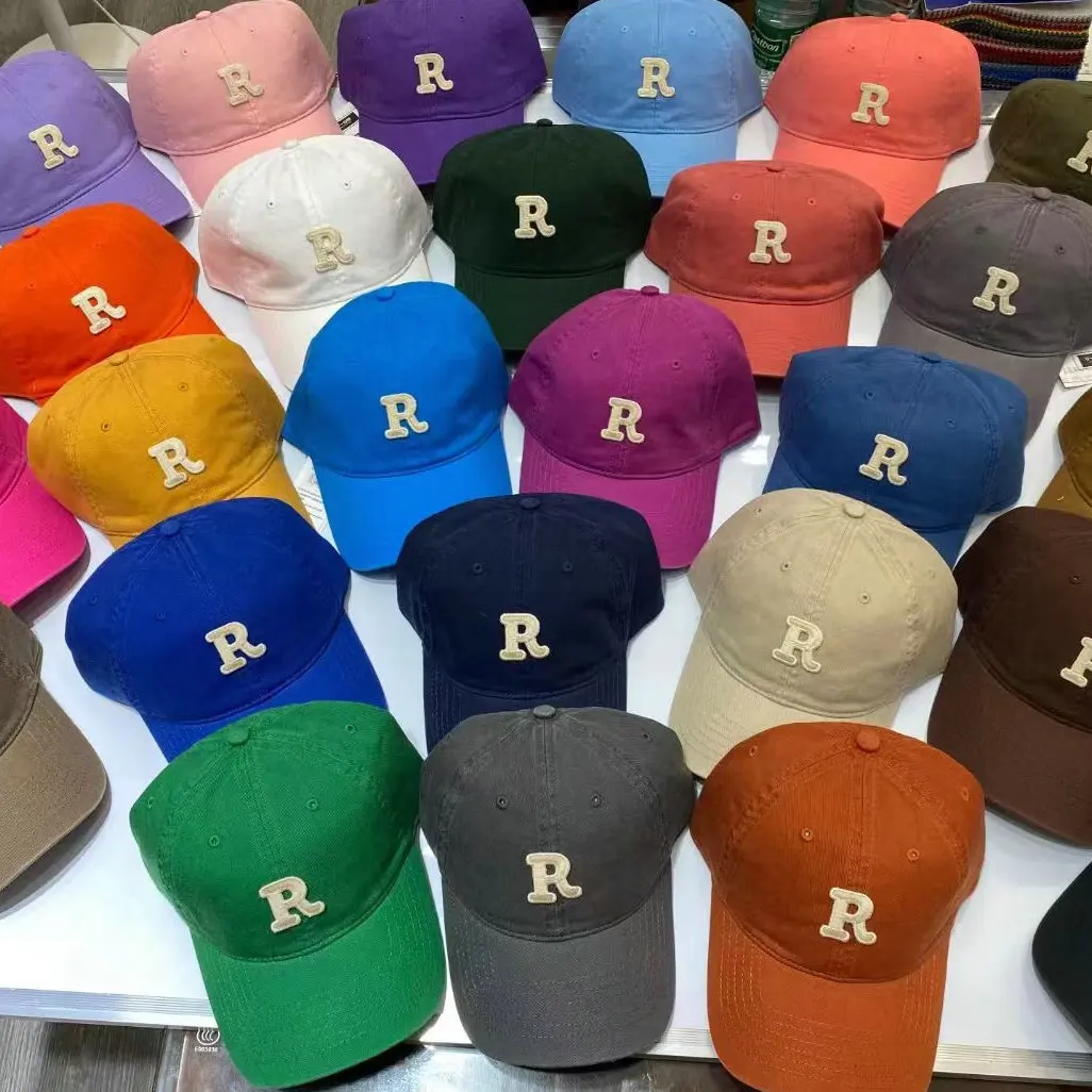 2023 New R Letter Baseball Hat Women's Versatile White Couple Sun hat