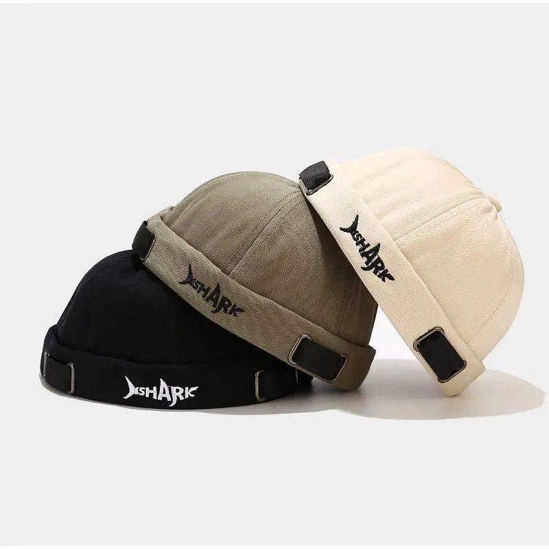 Nouveau chapeau de rue Hip Hop sans bords, Design créatif en forme de requin avec lettres brodées, chapeaux décontractés, bonnets Skullies à la mode_voghion.com