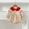 Autumn Spring New Baby Girls Dress ​Long Sleeve Princess Dress Embroider Floral Cotton Baby Romper Family Matching Sister Outfit 5
