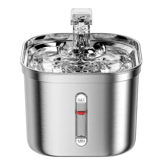 1pc  cat water dispenser stainless steel automatic pet water dispenser with visible water level window,