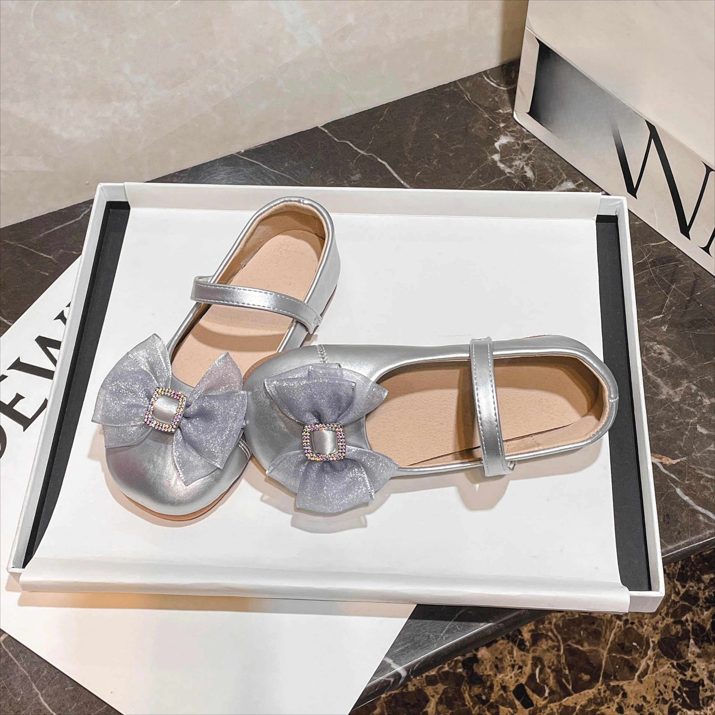 Girls Princess Ballet Flats Shoes with Ribbons for Autumn