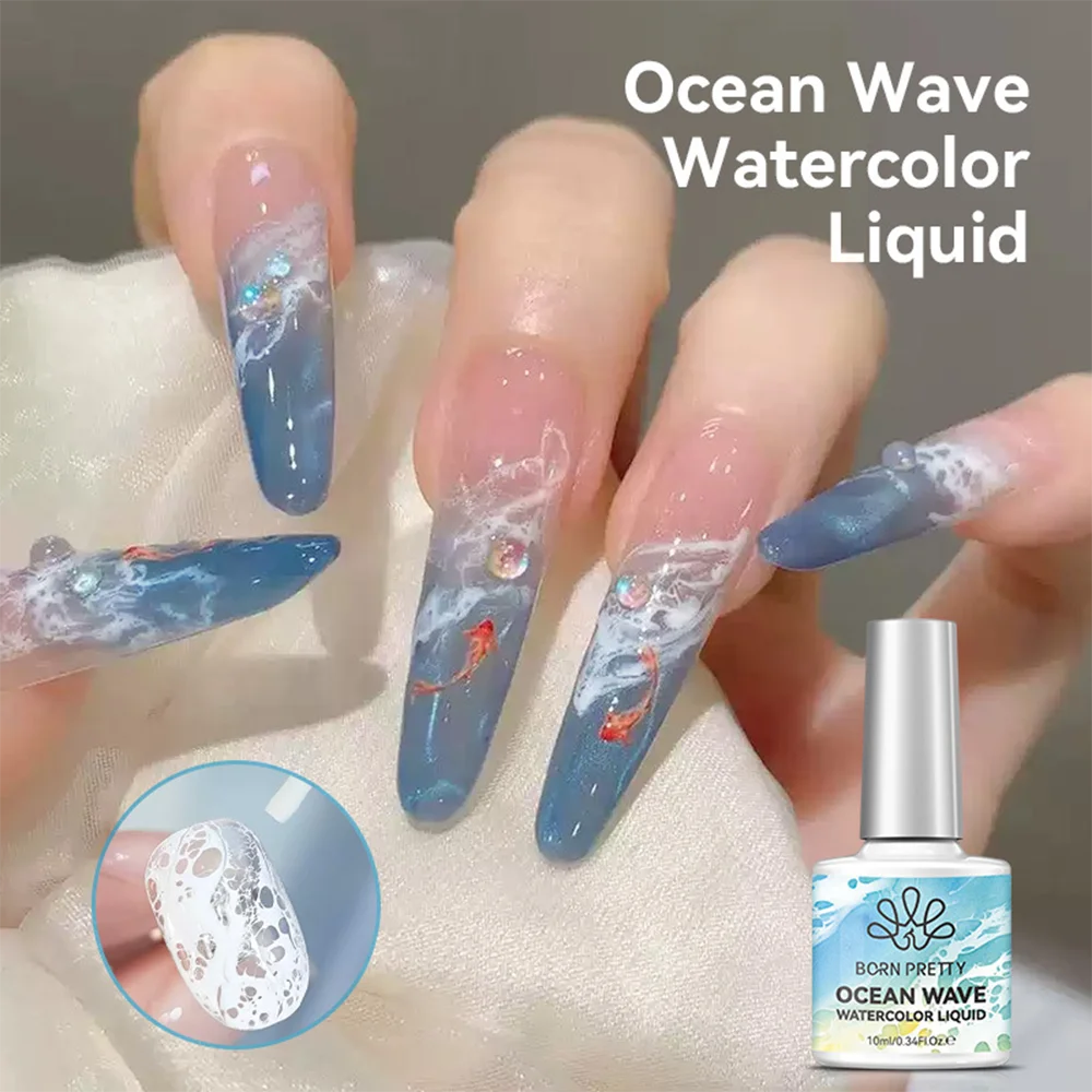 10ml 화이트 오션 웨이브 워터컬러 네일 젤 폴리쉬 3초 스프레딩 화이트 버블 레이스 디자인 네일 아트 바니쉬 쏙 오프 UV LED 네일 아트