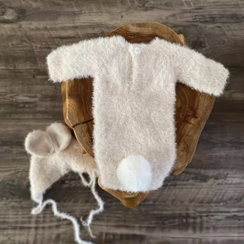 Newborn Cute Little Rabbit Set Newborn Photography Props Baby Girl Boy Solid Color Rabbit Set Photography Props Aceessries