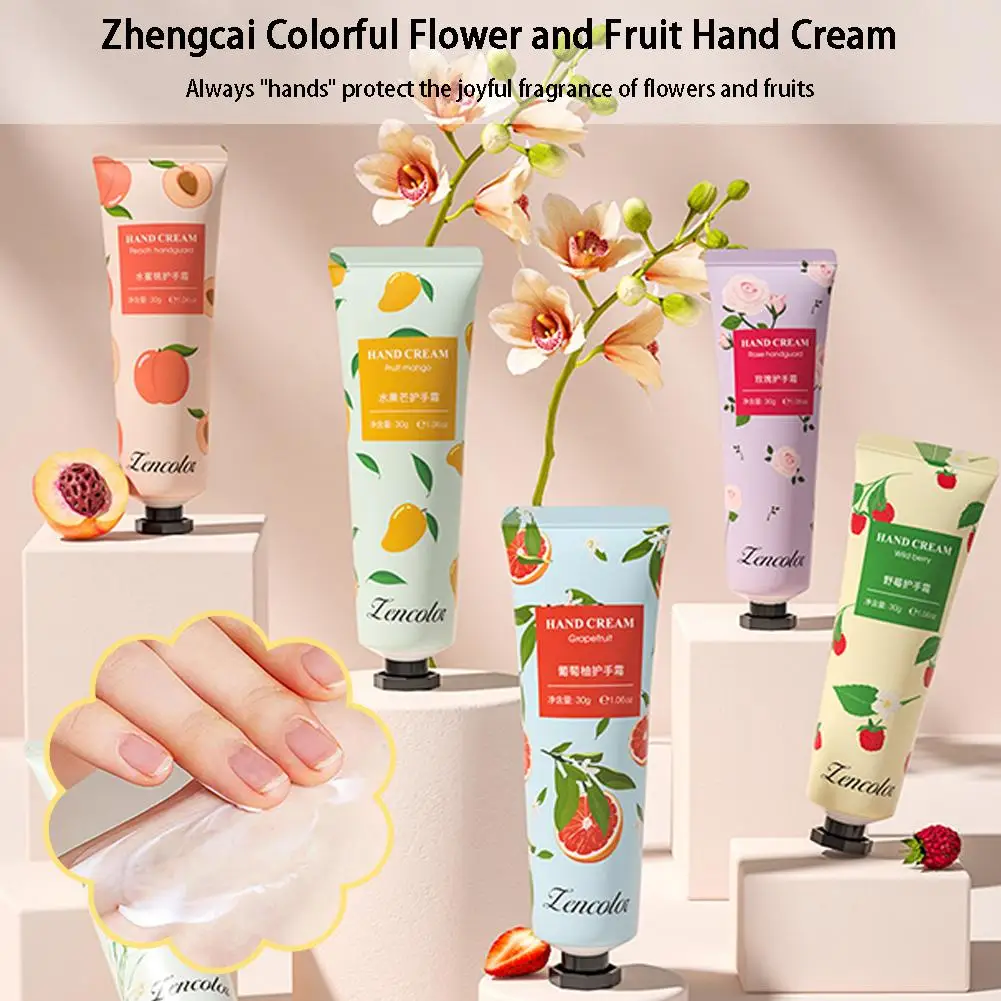 1Pc Hand Cream with Flower Fragrance Anti Chapping Plant Essence Care for Moisturizing Dry Skin Color Random 30g images - 6