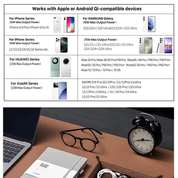 Creative Genuine Leather Valet Tray with Wireless Charging for Phone Key Coin Pen Desktop Storage Sundries Case Box Ornaments 4