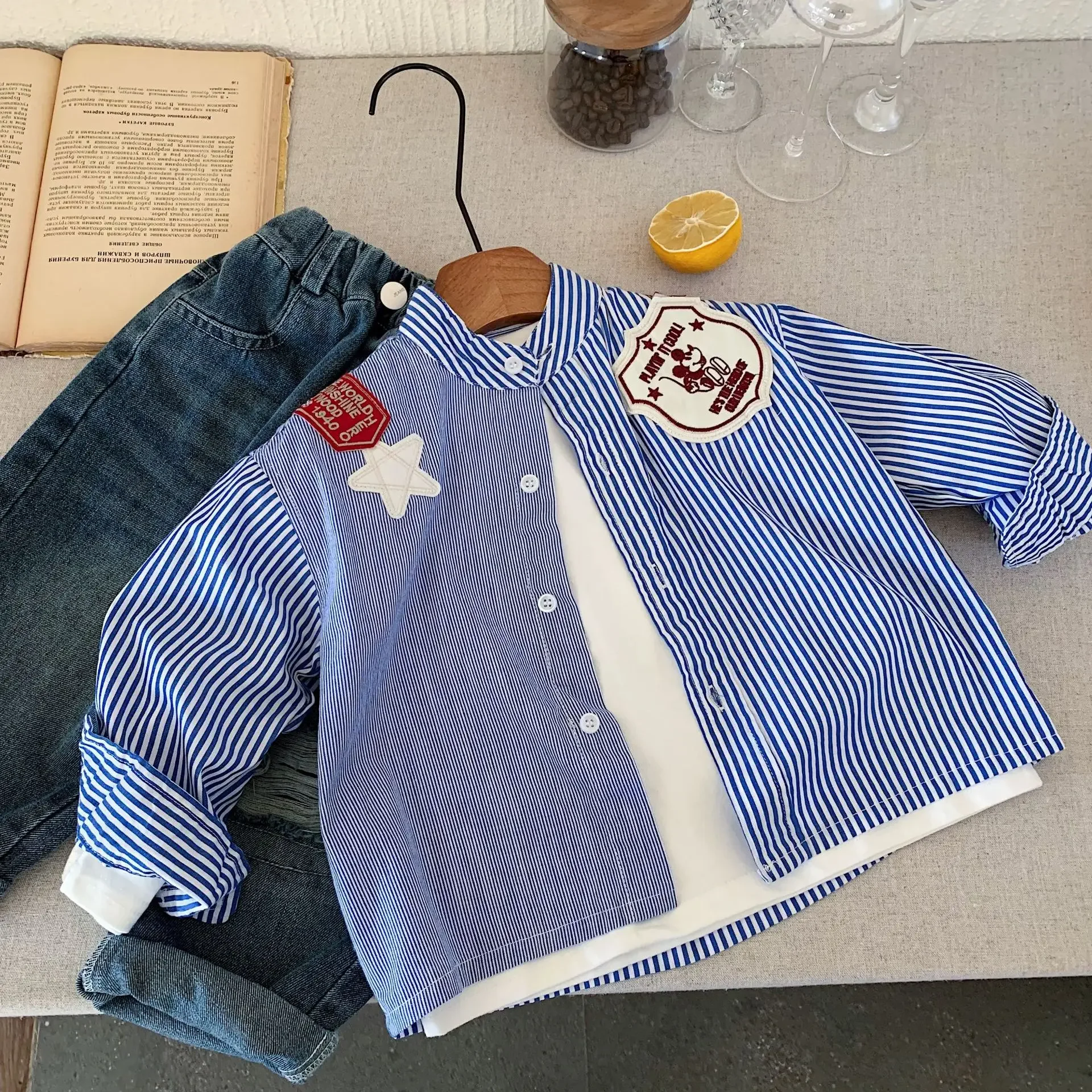 Children's Long Sleeve Striped Shirt New Spring Candy Pattern Boys' Clothing Korean Style Kids' Apparel