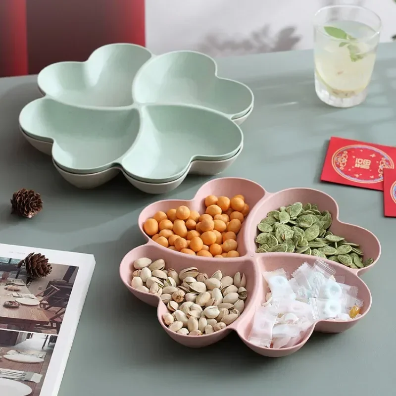 Plateau De Service à 5 Compartiments Avec Couvercle - Forme Fleur, Pour Fruits Secs, Snacks, Rangement