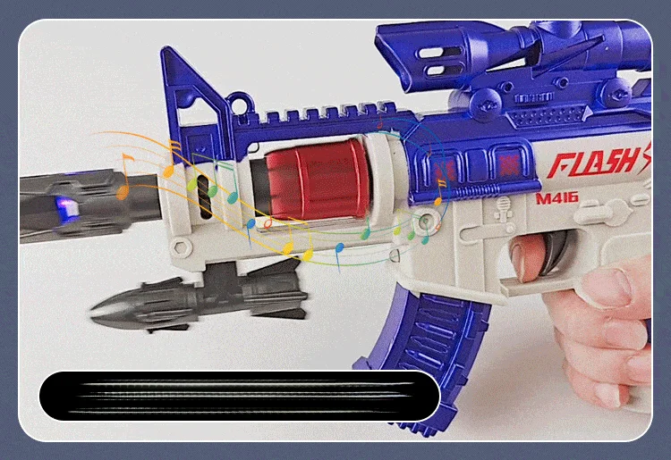 Elektrische Sound Licht LED Spielzeug Pistole Spinning Maschinenpistole Prop Vibrierende Stimme Gewehr Musik Flash Gun Jungen Geburtstag Geschenk – Detail 4