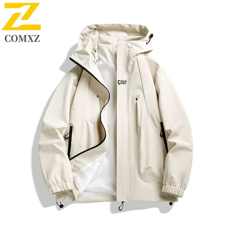 COMXZ Trench Coat Big Size Loose Windproof Outdoor Running Hiking Varsity Jacket Adventure Lightweight High Quality Men's Coat