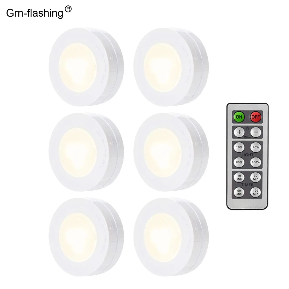LED Puck Light Wireless Under Cabinet Lights with Remote Control Dimmable Battery Powered Night Lamp for Kitchen Closet Wardrobe