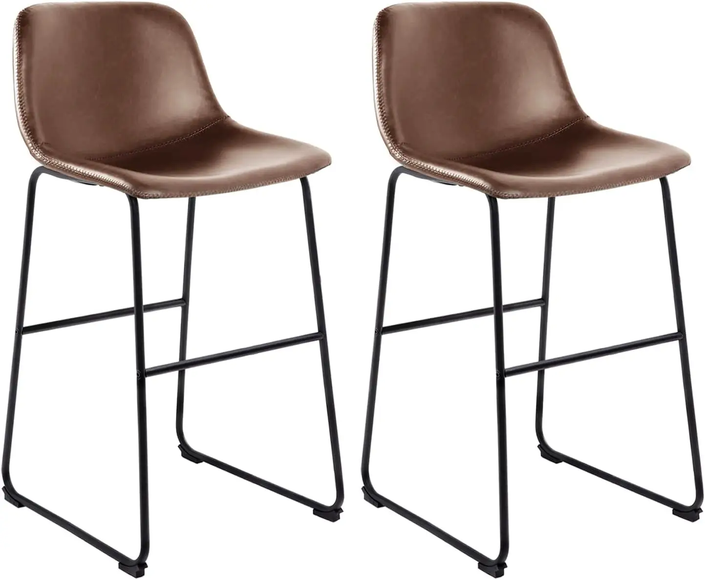 

30 Inch Bar Height Stools Set of 2,Modern Faux Leather Counter Stools with Back,Armless Bar Chairs with Metal Legs and Footrest