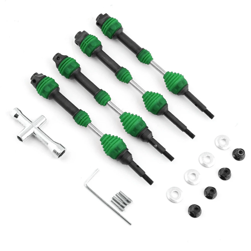 

4Pcs Steel Front and Rear Drive Shaft Driveshaft CVD for 1/10 Traxxas Slash Rustler Hoss Stampede VXL 4X4 RC Car,Green