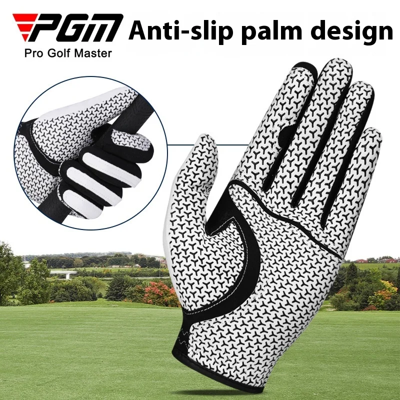 PGM Golf Gloves Men's Elastic Magic Gloves Non slip Breathable Microfiber Cloth Gloves Single Left Hand Blue/White/Grey ST037 4