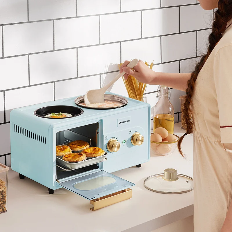 Household small breakfast machine multifunctional oven 3-in-1 toast electric cooker one machine multi-purpose fast cooking