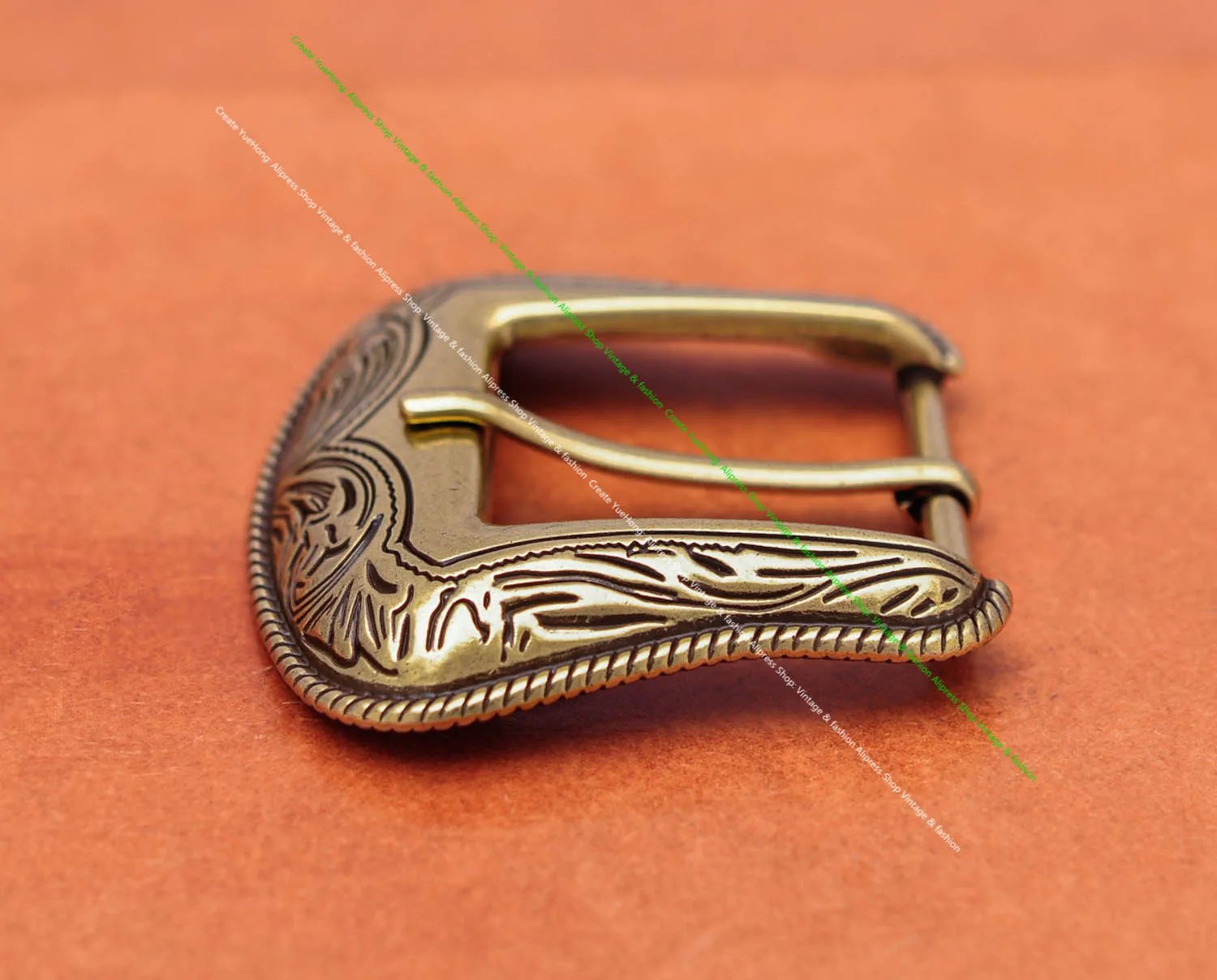 Antique Brass Plated Western Cowboy Rodeo 3PCS Set Floral Carved Replacement Jeans Apparel Leather Belt Buckle Fit 35mm Strap