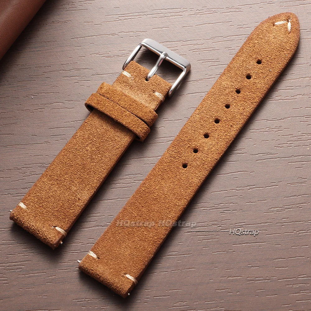 Classic Vintage Suede Leather Watch Strap in Calfskin