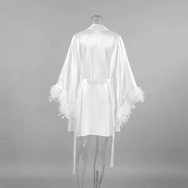 104272-fd9f4f.jpg Robe de mariée élégante en plumes pour femme, kimono, peignoir, robe de chambre sexy en rayonne, nouvelle collection d'été, vêtements de nuit, lingerie
