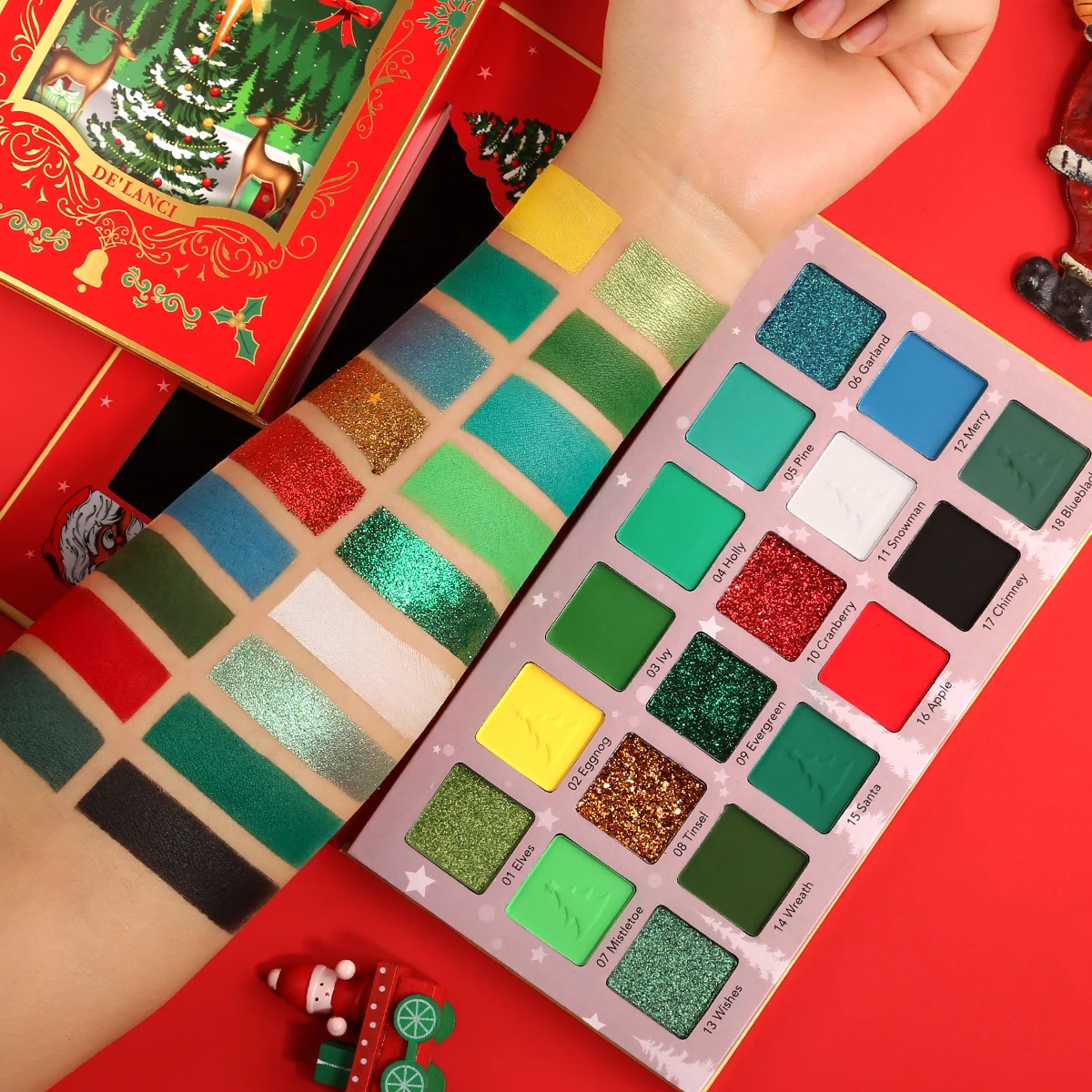 Christmas 18 color eye shadow plate sequins matte pearlescent eye shadow color party Christmas makeup 3