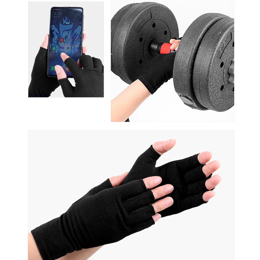 Compression Arthritis Gloves 1Pair for Women Men-Fingerless Wrist Brace Night Wrist Support Left Right Hands for Typing Sleep