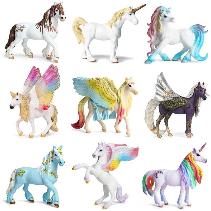 thumbnail image 1 of Nueva simulación de arcoíris Pegaso mitología animal modelo unicornios caballo figurita cuentos de hadas figura de acción niños juguete educativo, 1 of 5
