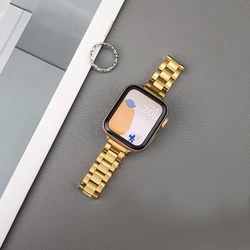 Stainless Steel Thin Strap for Apple Watch Band - Sleek Metal Bracelet Design (Gold 2)