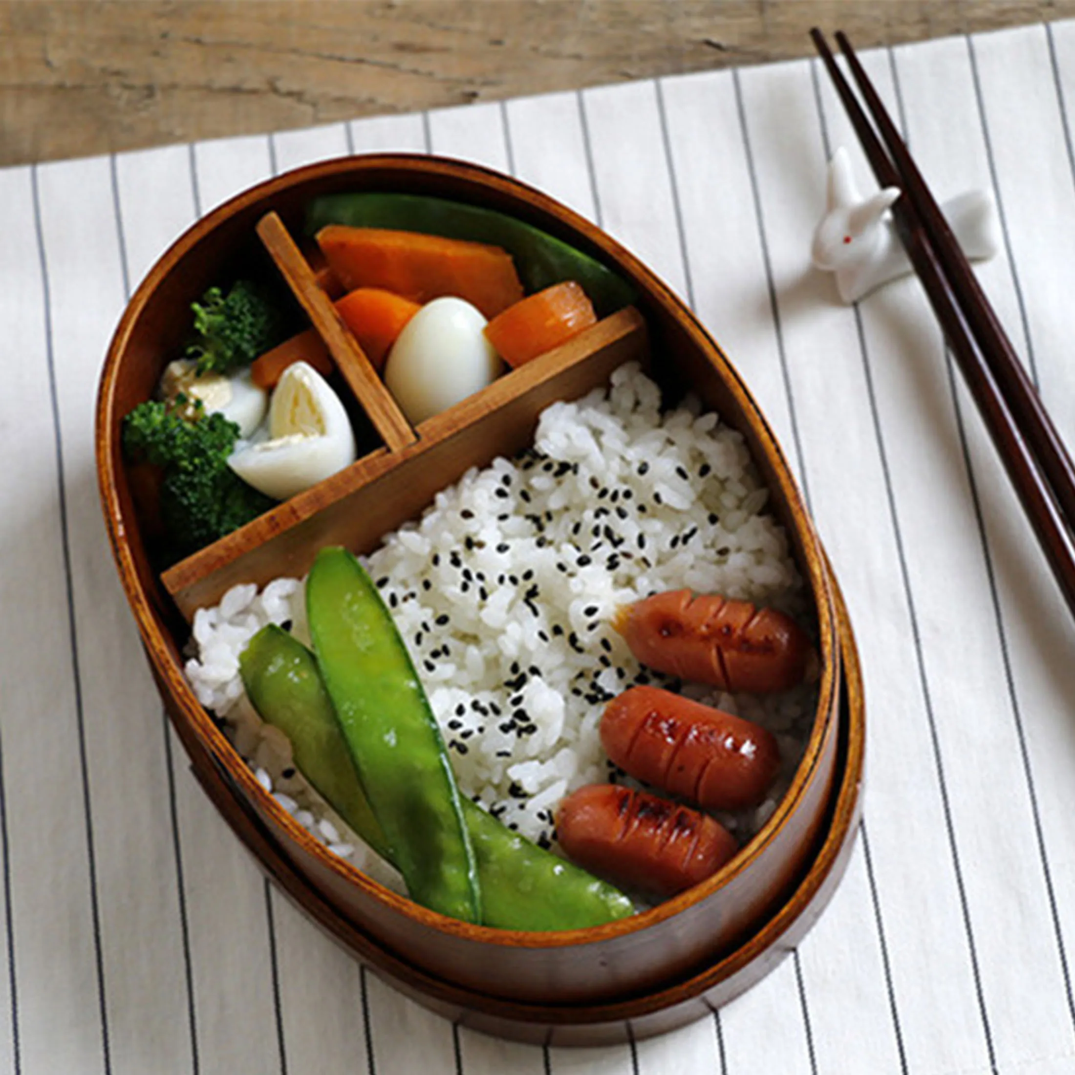 Wooden Bento Boxes Lunch Box Japanese Style Food Containers Picnic Box with Spoon Chopsticks for Men Women Office Camping Travel