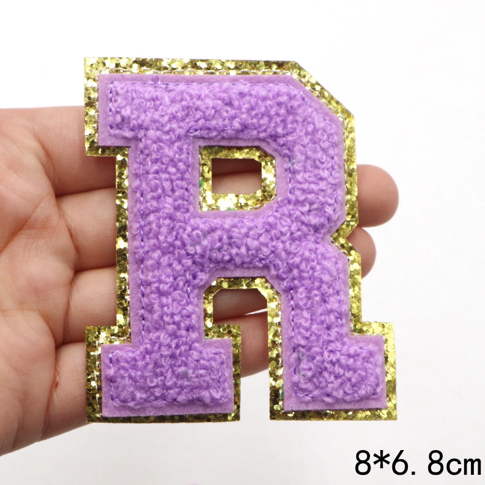 1 Stück 80 mm lila A-Z Englisch Chenille bestickter Aufnäher zum Aufbügeln für Kleidung, Taschen, DIY-Namensschild, Alphabet-Patches, Dekoration – Detail 21