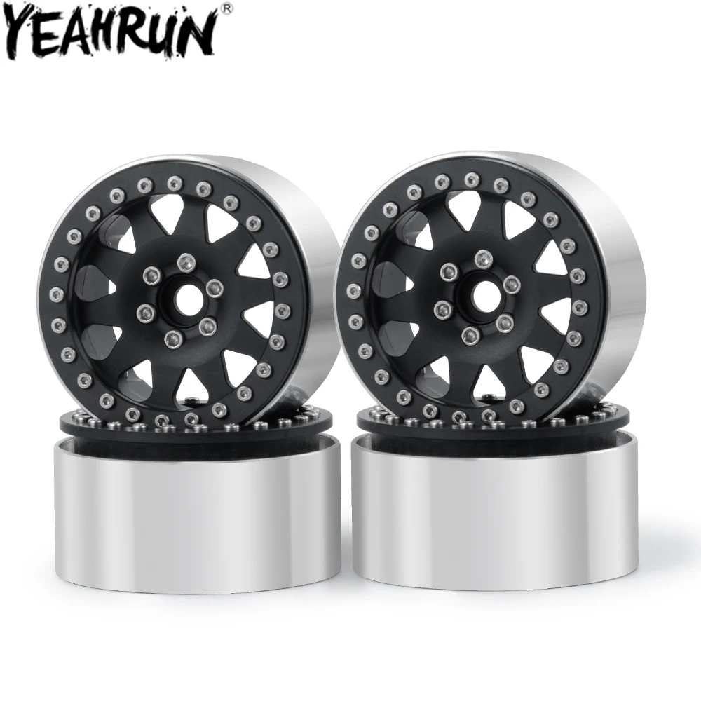 Alomejor Cerchi In Nylon 2,2 Pollici Con Beadlock Per Auto RC Axial SCX10 Wraith RR10 1/10 – Nero - 4