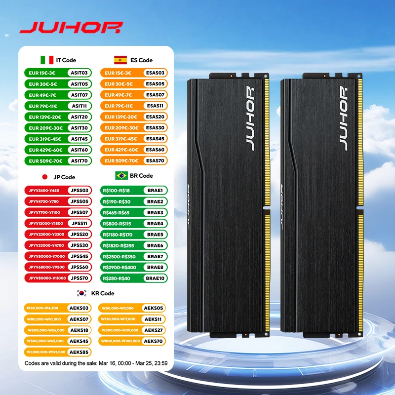 JUHOR Memory DDR5 32GB(16GBX2) 6000MHz 6400MHz DDR5 Desktop