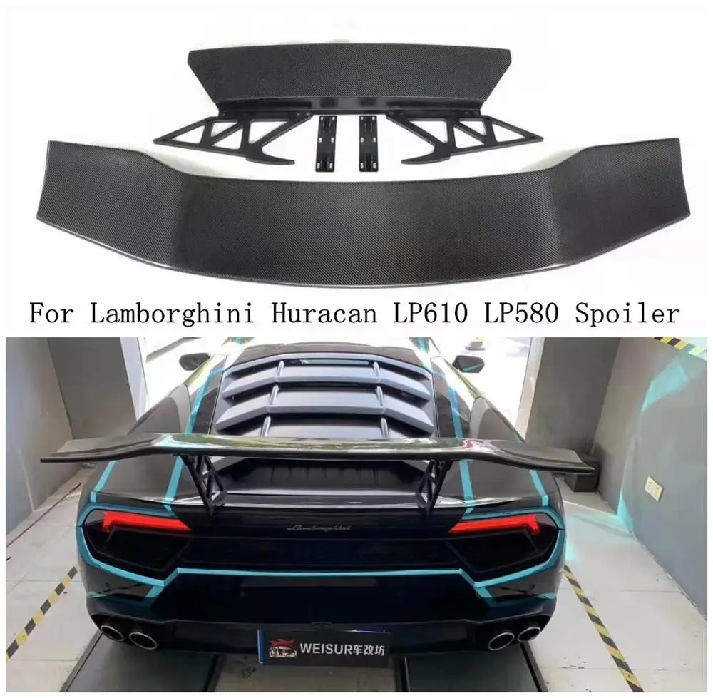 

DMC Style Carbon Fiber Car Rear Wing Trunk Lip Spoilers Fits For Lamborghini Huracan LP610 LP580 Spoiler 2016 2017 2018 2019
