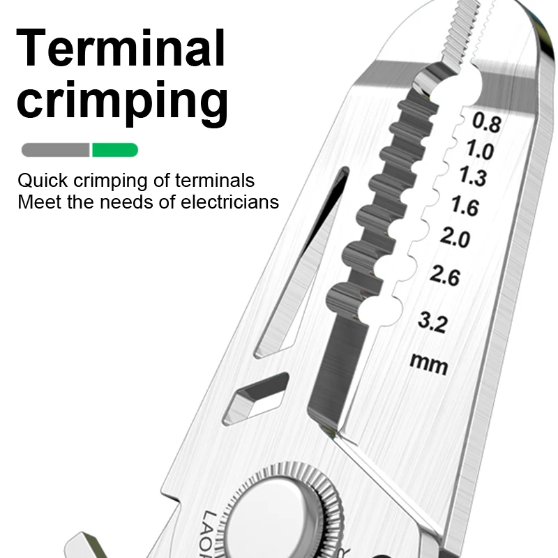 Description Picture 6 of itemLAOA 8 In 1 Wire Stripping Pliers Multifunction Electrician Cable Cutting Terminal Crimping Splitting Winding Line Hand Tools