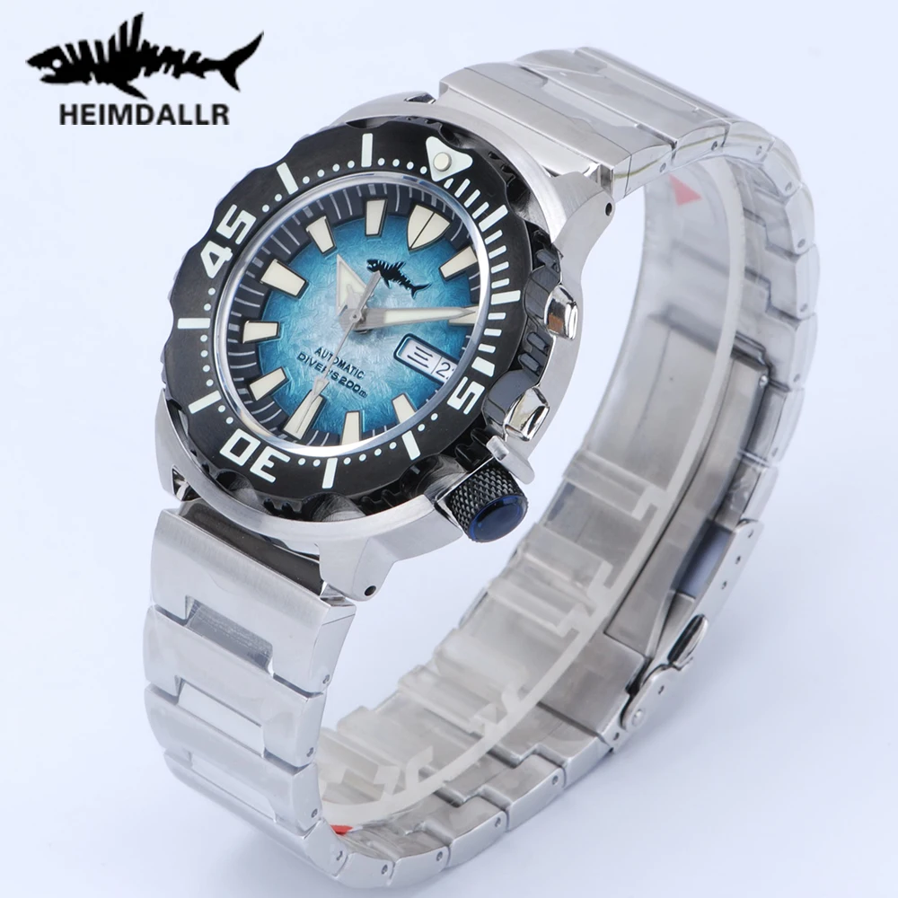 Mechanical Watch HEIMDALLR Monster V2 Frost Automatic Watch Men NH36A Sapphire Glass C3 Luminous Waterproof 200M Diving