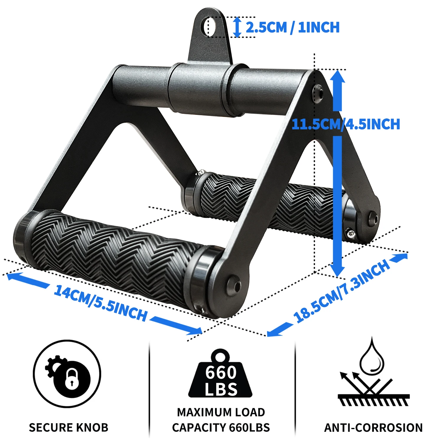 Fitness Workout Handle Double D 360 Rotataing Cable Row Attachment for Cable Machine Soft Rubber Gym LAT Pulldown Close Grip