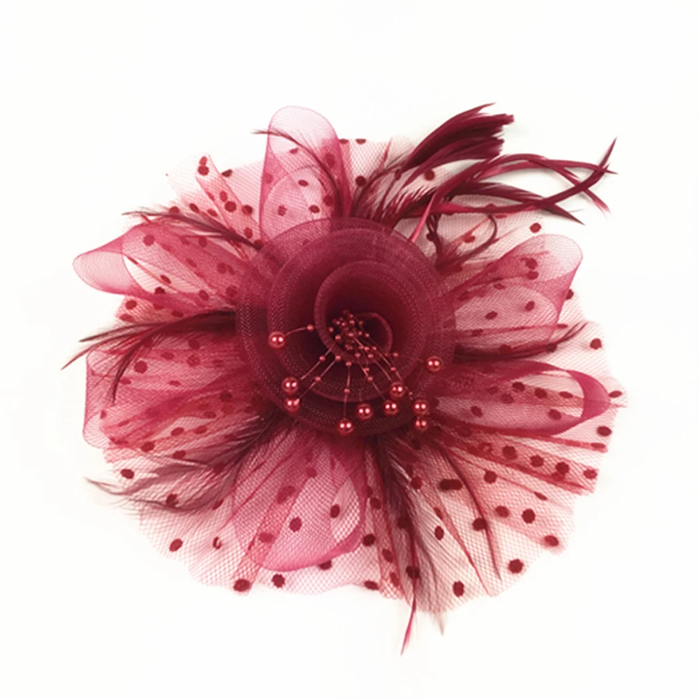 Bridal Hair Accessories Vintage Women Feather Flower Fascinator Hat Ladies Hair Floral Mesh Veil Headband Hairpin